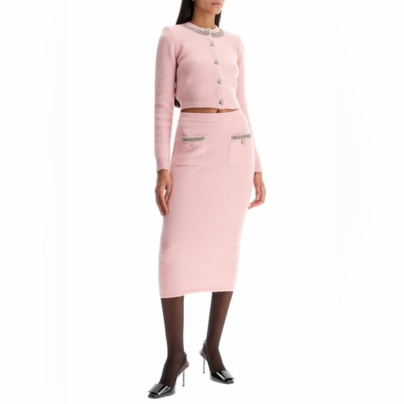 Self-Portrait Blush Pink knit Pencil Skirt size M - Picture 8 of 11